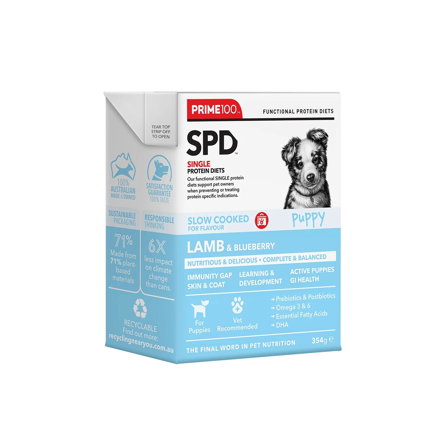 Prime100 SPT Slow Cooked Lamb & Blueberry Puppy 354g
