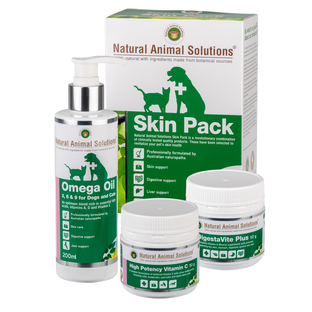 Natural Animal Solutions Skin Pack - contains Omega Oil 3,6 & 9, DigestaVite Plus and High Potency Vitamin