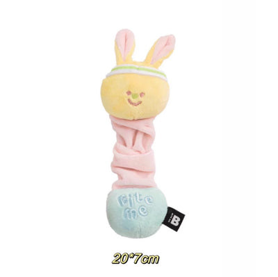 Bite Me Pet Macaron Rabbit Bear Elastic Tug of War Sound Plush Toy