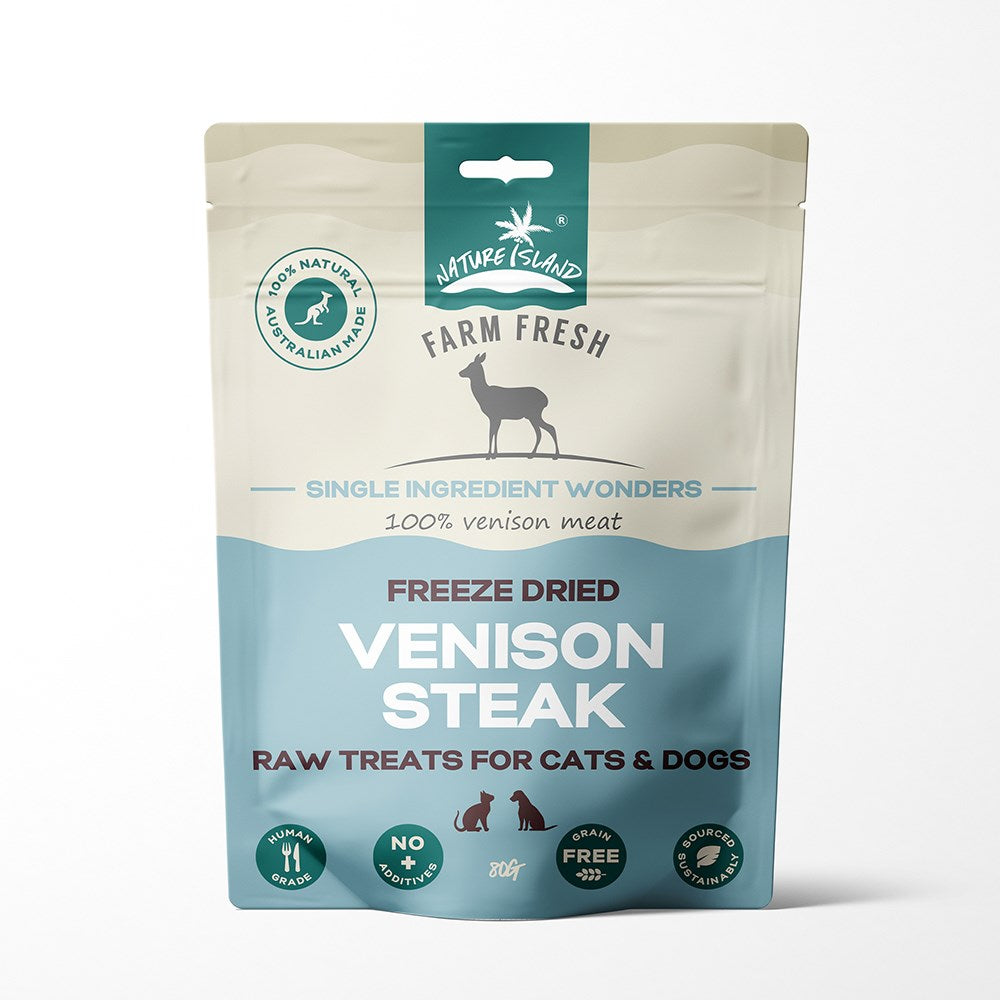 Freeze Dried Venison Steak Raw treats 80g for Pets
