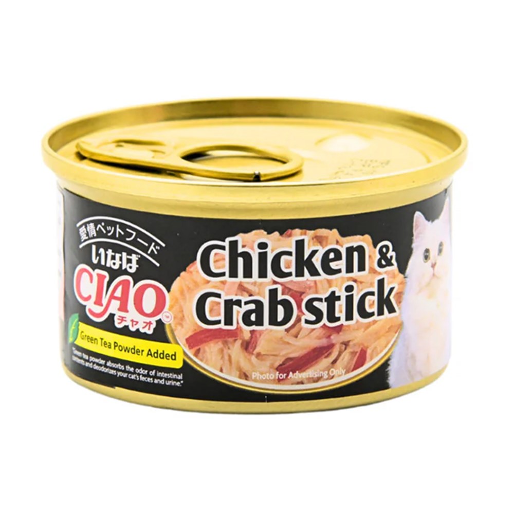 Inaba Ciao Chicken & Crab Can Cat Wet Treats 75g (24 Pack)
