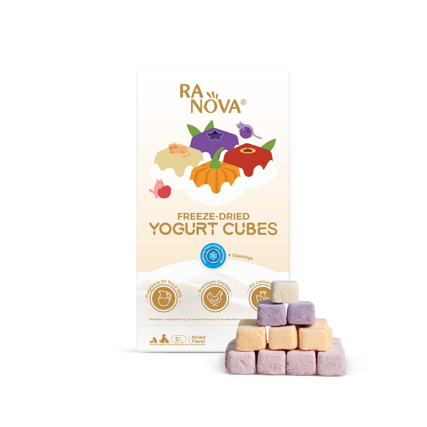 Ranova Yogurt Freeze-Dried Treats (Mixed Flavor) for Cats & Dogs | Natural Probiotics