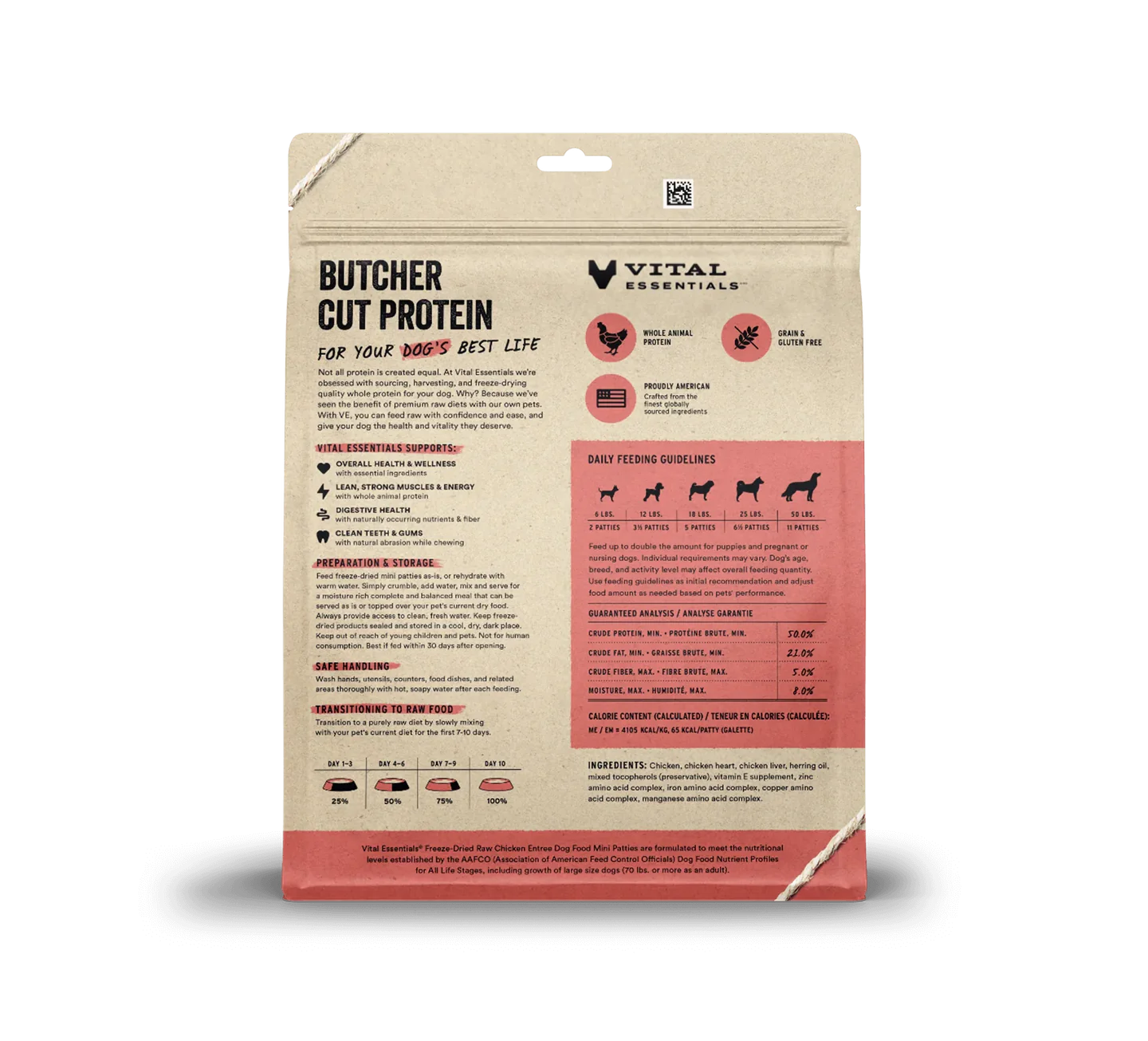 Vital Essentials Frozen Chicken Entree Dog Food 396g