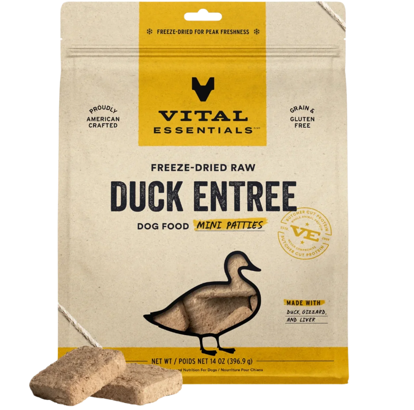 Vital Essentials Frozen Duck Entree Dog Raw Food 396g