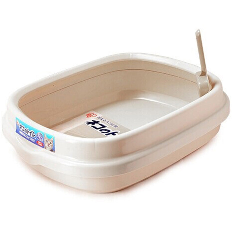 HONEYPOTCAT*IRIS Cat Litter Box Pan with Removable Rimmed Lid, Prevent Litter Scatter, Large Space, Come with Easy-to-Use Scoop