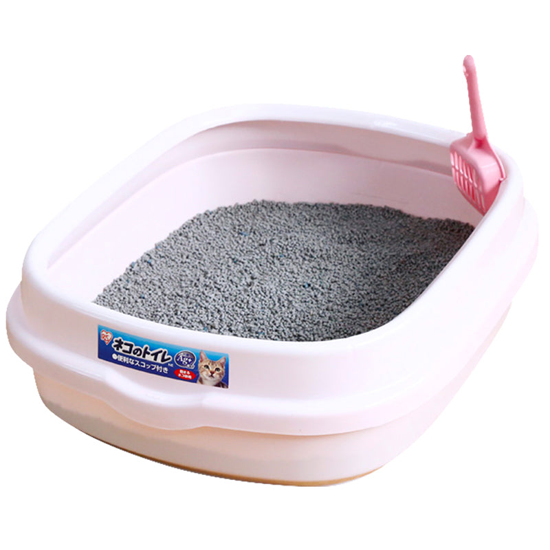 HONEYPOTCAT*IRIS Cat Litter Box Pan with Removable Rimmed Lid, Prevent Litter Scatter, Large Space, Come with Easy-to-Use Scoop