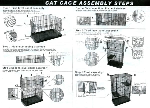 4 Level Storey Boltless Alloy Metal Cat Cage Hamster Enclosure 167x111x61cm