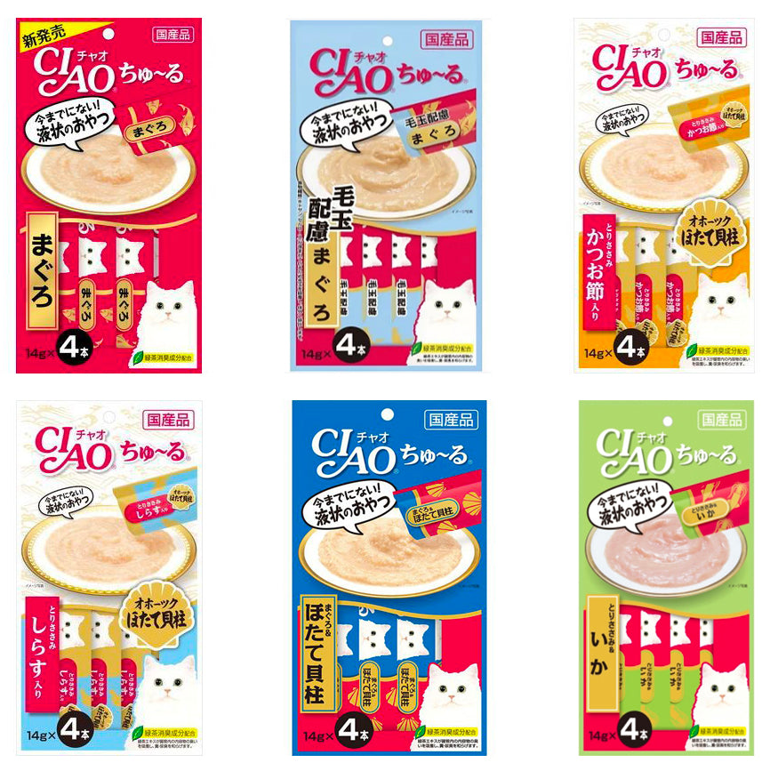 CIAO Churu Cat Lickable Treats Value Pack Random 6 Flavors