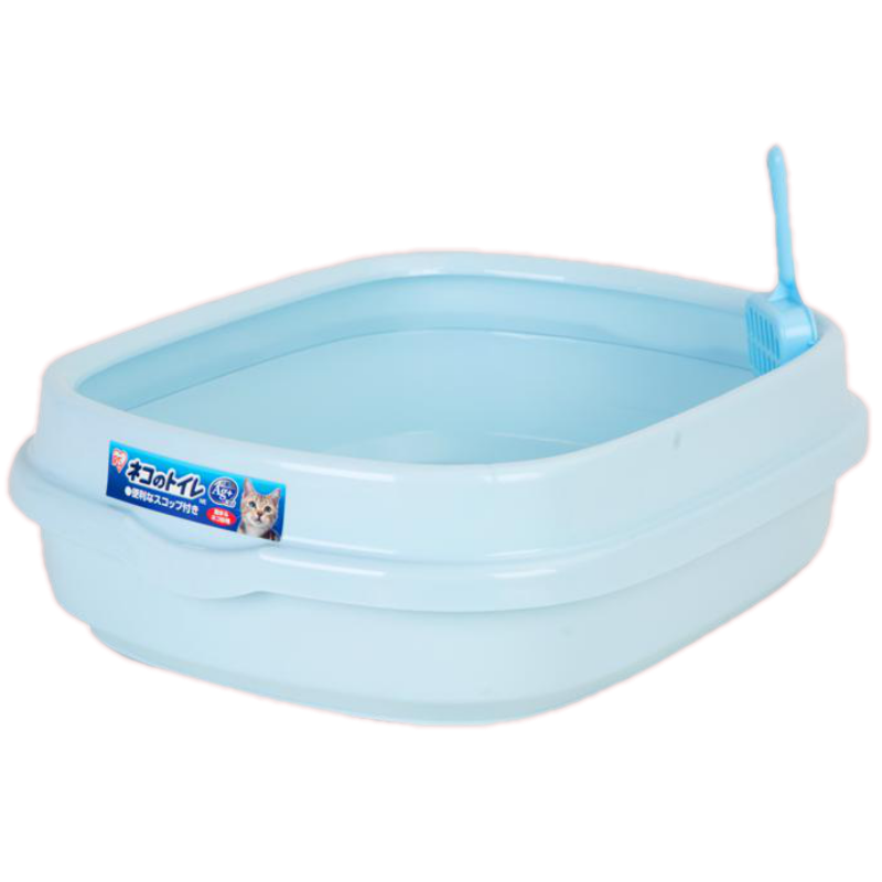 HONEYPOTCAT*IRIS Cat Litter Box Pan with Removable Rimmed Lid, Prevent Litter Scatter, Large Space, Come with Easy-to-Use Scoop