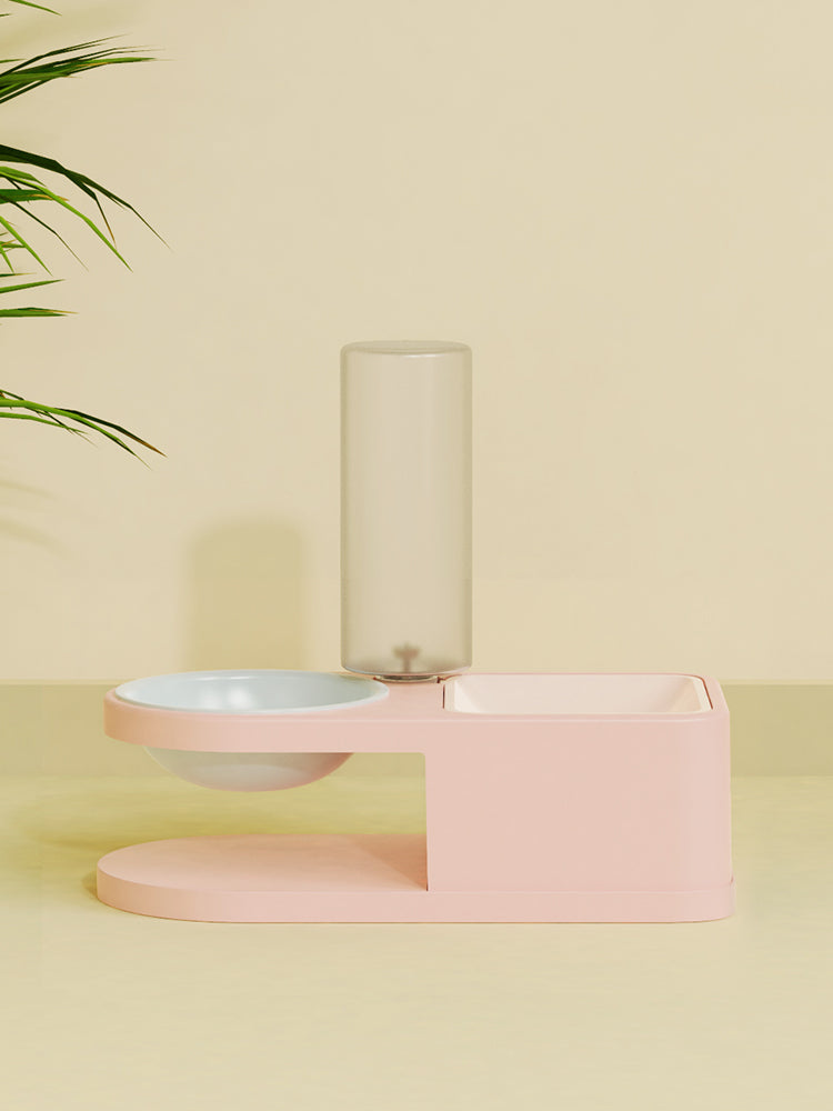 Pakeway "Square mat Round" Pet Food Drinking Bowl-Pink