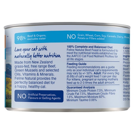 Feline Natural Beef Feast Wet Cat Food 170g x 12 Cans - Bundi Pet Supplies