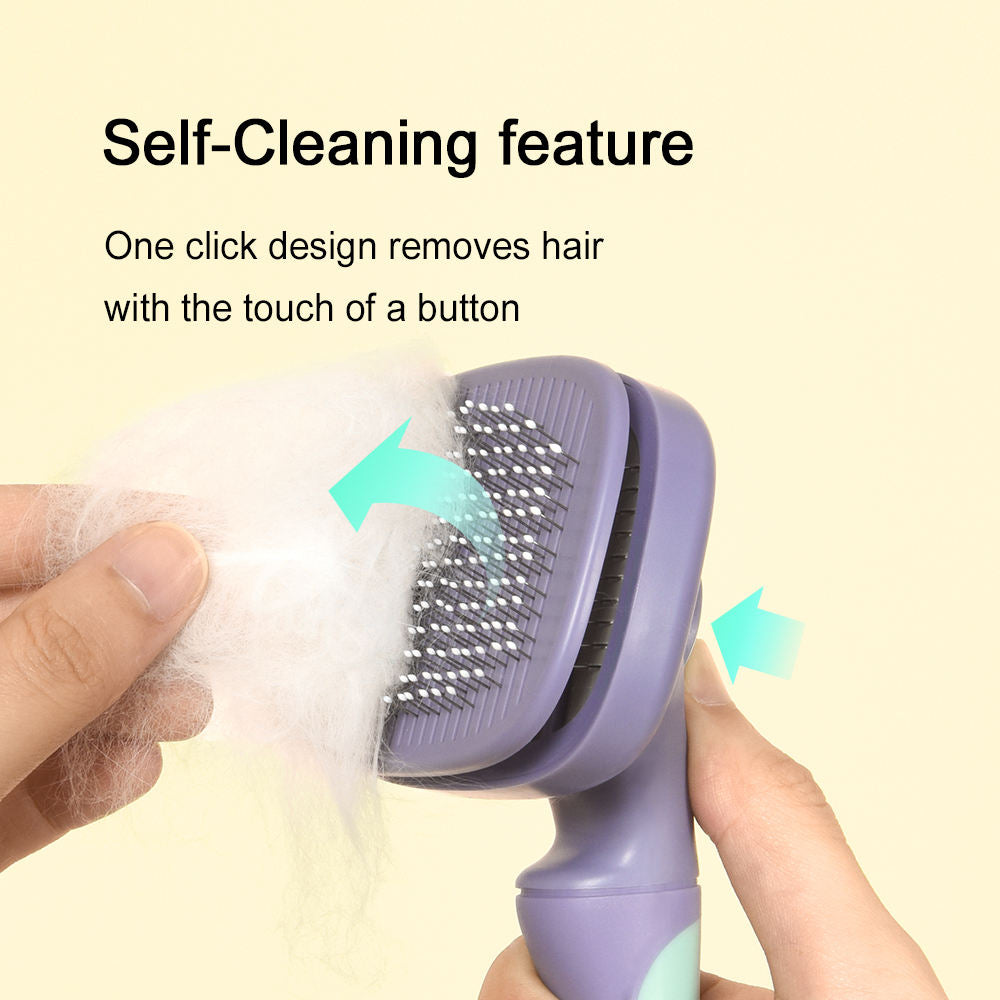 Petpure Pakeway T10 Rotable Self Slicker Pet Grooming Brush-Blue/Yellow