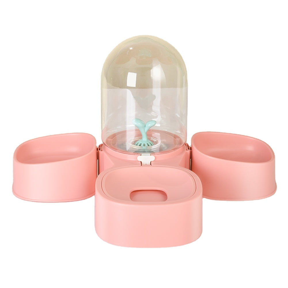 Petpure Mangosteen Pet Food and Drinking Bowls with Filter-Double Food Bowl and 1pc Drinking Bowl-Pink