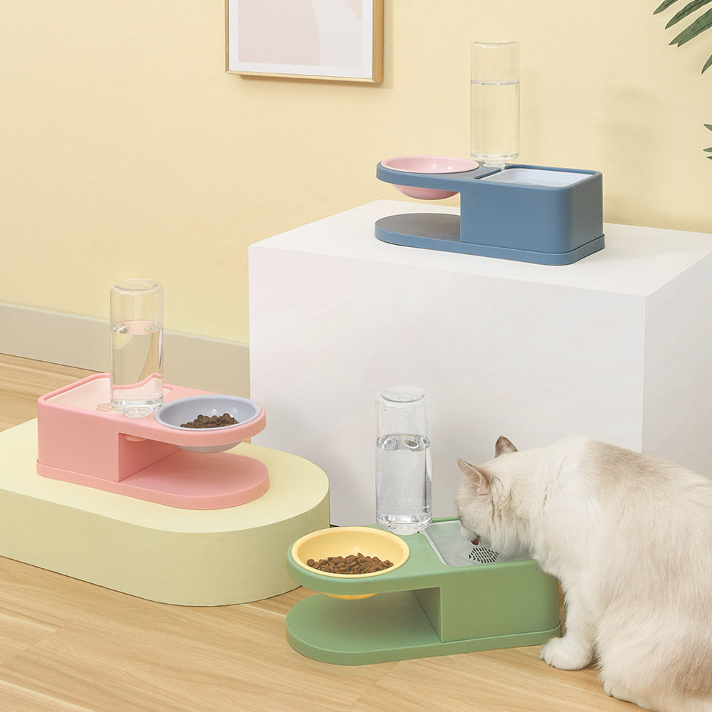 Pakeway "Square mat Round" Pet Food Drinking Bowl-Pink
