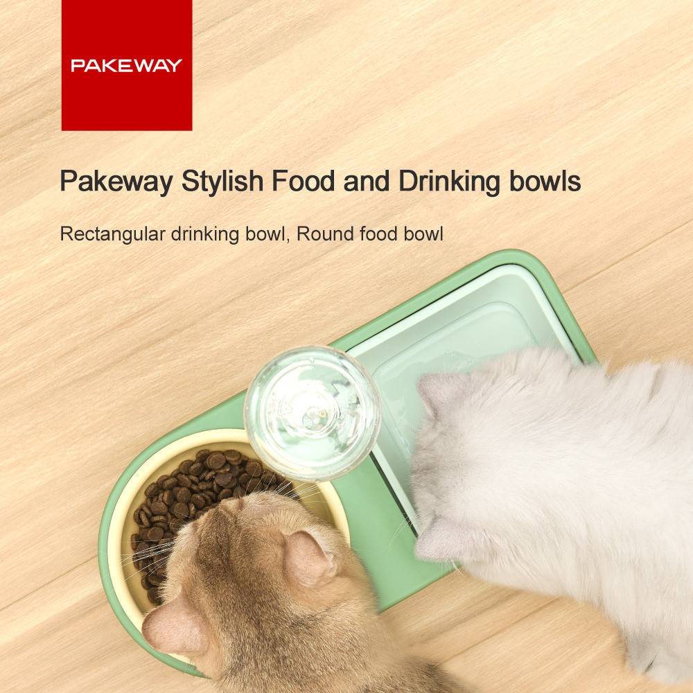 Pakeway "Square mat Round" Pet Food Drinking Bowl-Pink