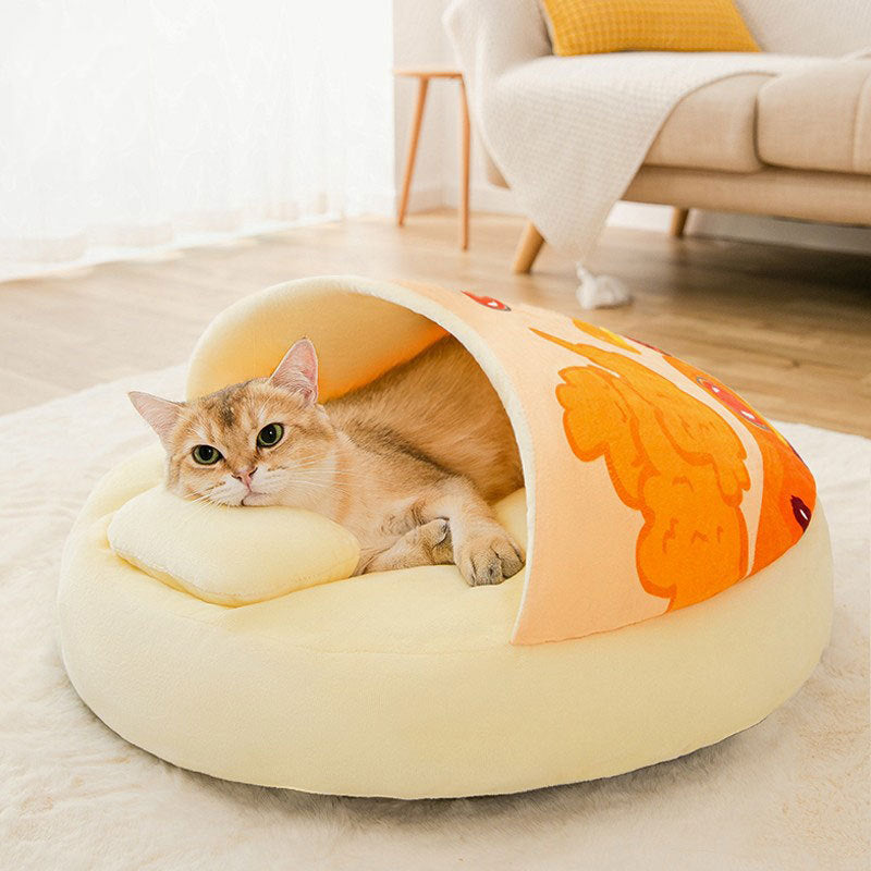 Crazy Cat Semi Open Curry Rice Pet Bed