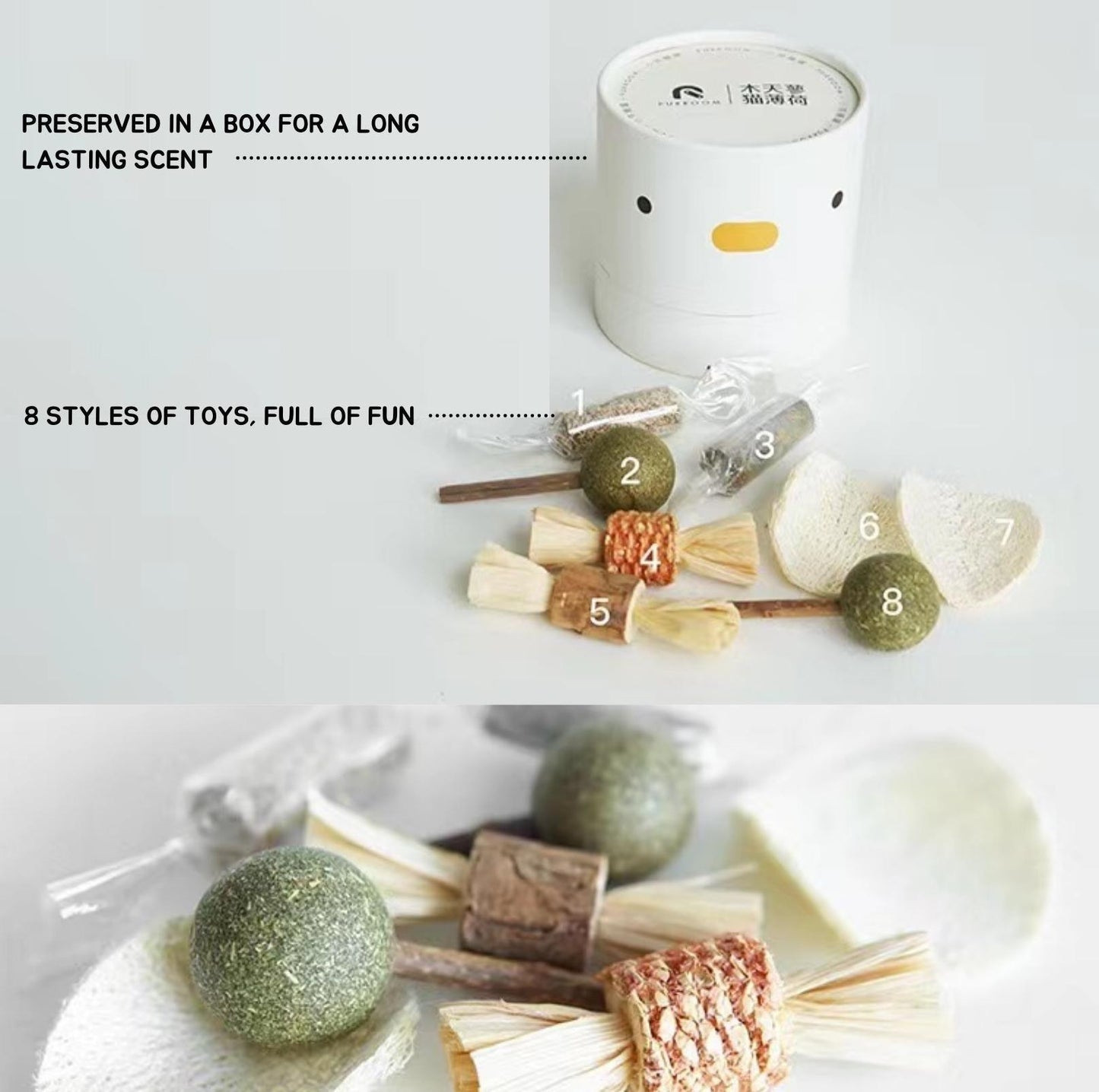 PURROOM Catnip Toy Set - Cat Toys for Boredom Relief and Teeth Clean