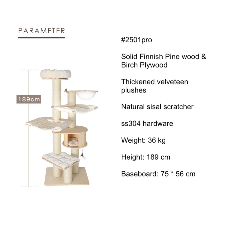 HONEYPOTCAT® Solid Wood 6-Layer PRO Cat Tree 189cm arrive in 2 months
