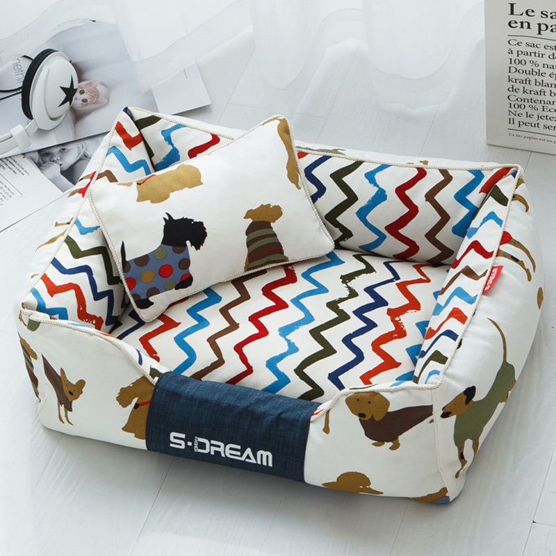 S-Dream Four Season Navy Stripes Dog Bed