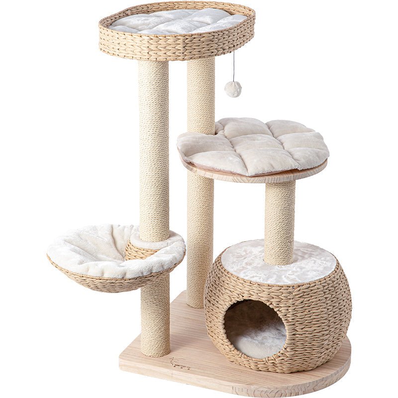 TORA* HONEYPOT CAT 102cm Rattan Pinewood Cat Tree (Model 210011) - Chokyo Pet