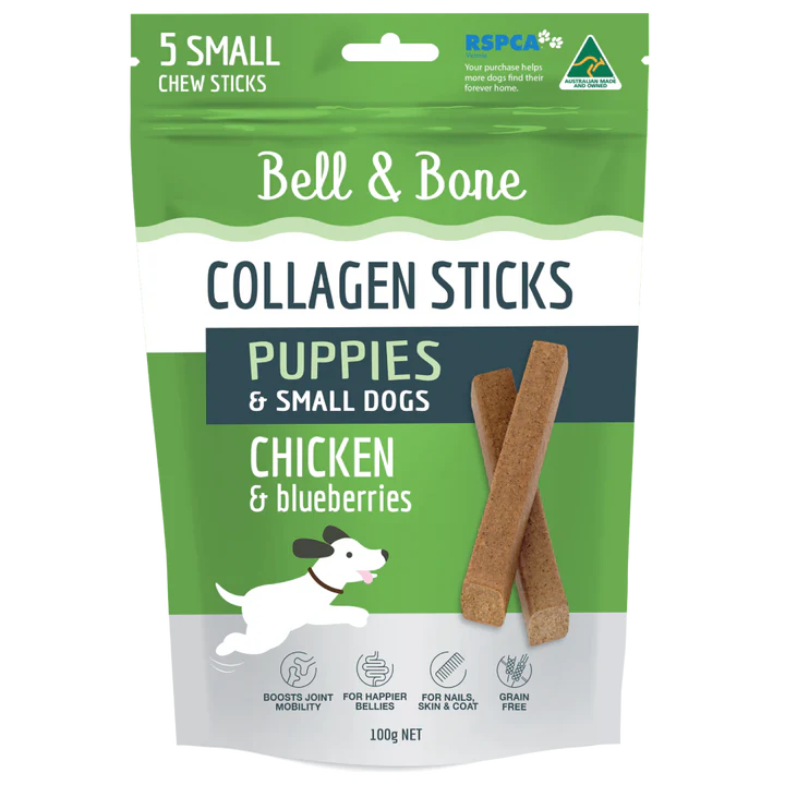 Bell & Bone - Collagen Chew Sticks for Puppies Small Dogs - Chicken and Blueberries 100g