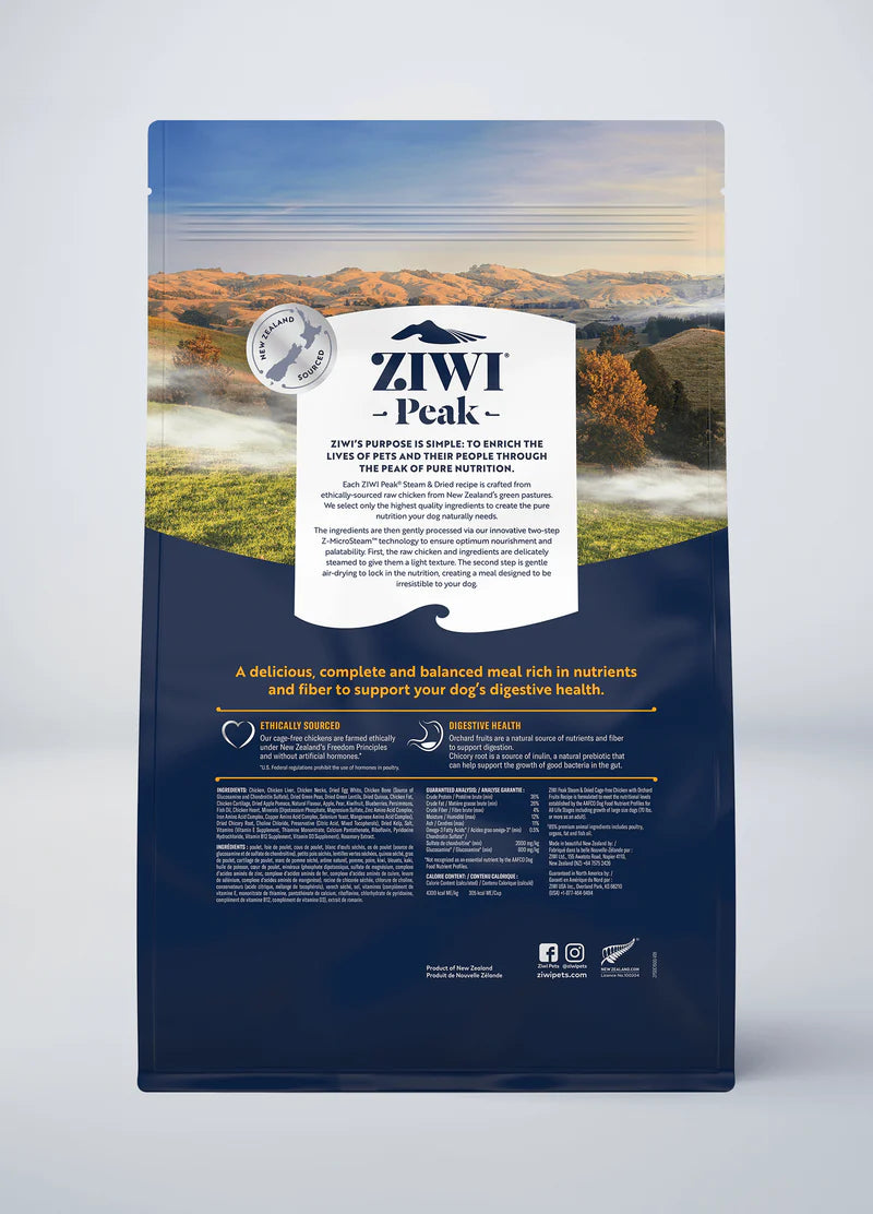 ZIWI Peak Steam &Dried Cage-free Chicken with Orchard Fruits Dog Food