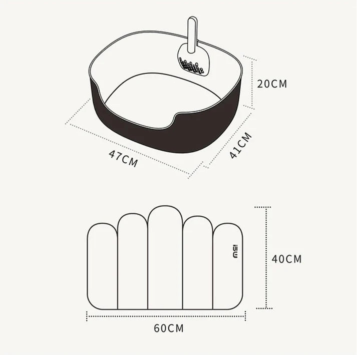 Makesure Open Cat Litter Tray Cat Litter Box  (Litter mat included)