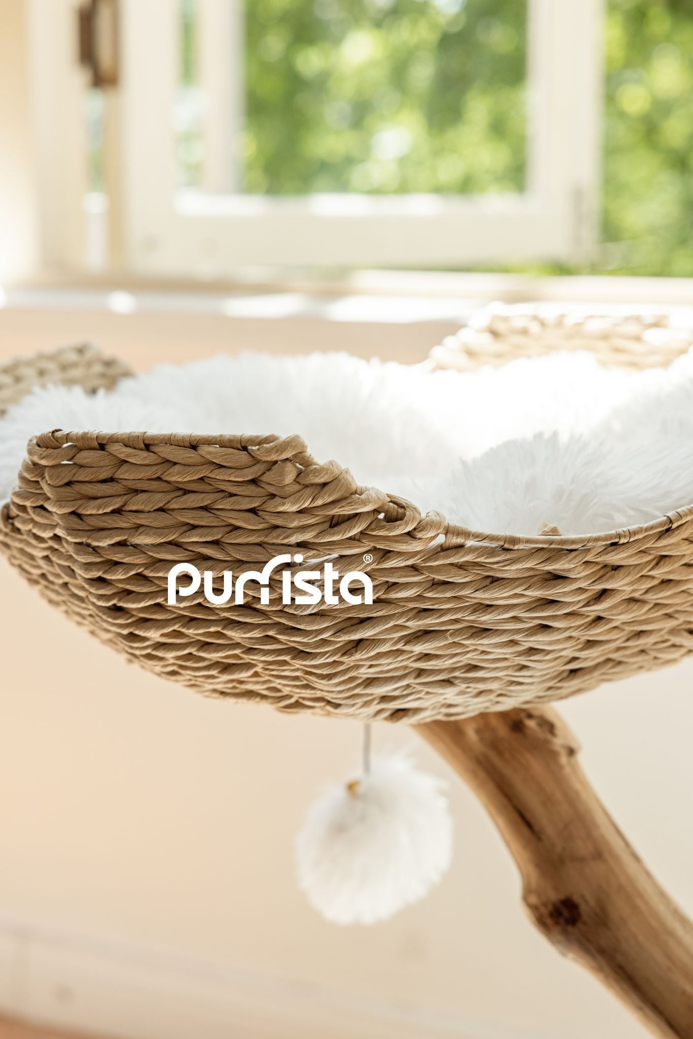 Purrista Natural Wood Basket Cat Tree (Three-Layer)