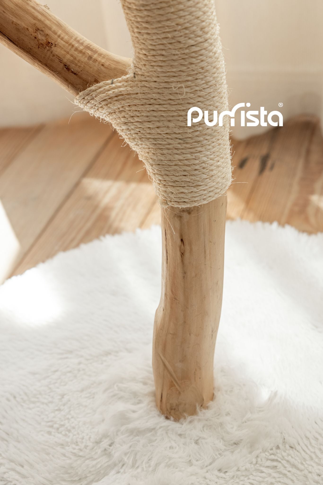 Purrista Natural Wood Basket Cat Tree (Three-Layer)