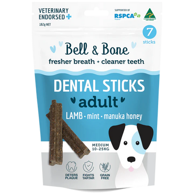 Bell & Bone - Dental Sticks - Lamb, Mint and Manuka Honey - Medium 182g