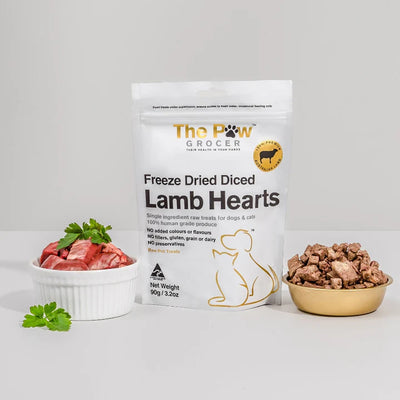 The Paw Grocer - Freeze Dried Diced Lamb Hearts 90g