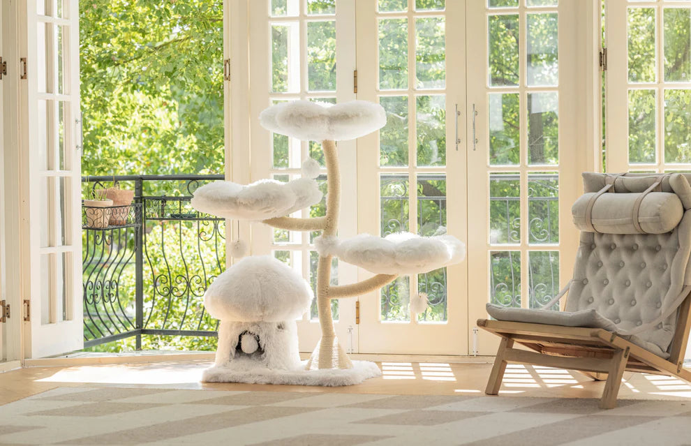 Purrista Mushroom Ice Cream Cat Tree (Three-Layer) - WHITE