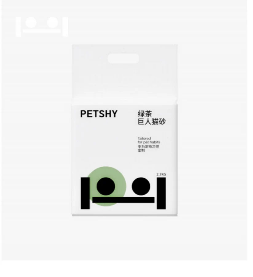 Petshy 1.5mm Green tea Tofu Cat Litter Fine Mixed Bentonite Deodorant Dust-free 2.7kg