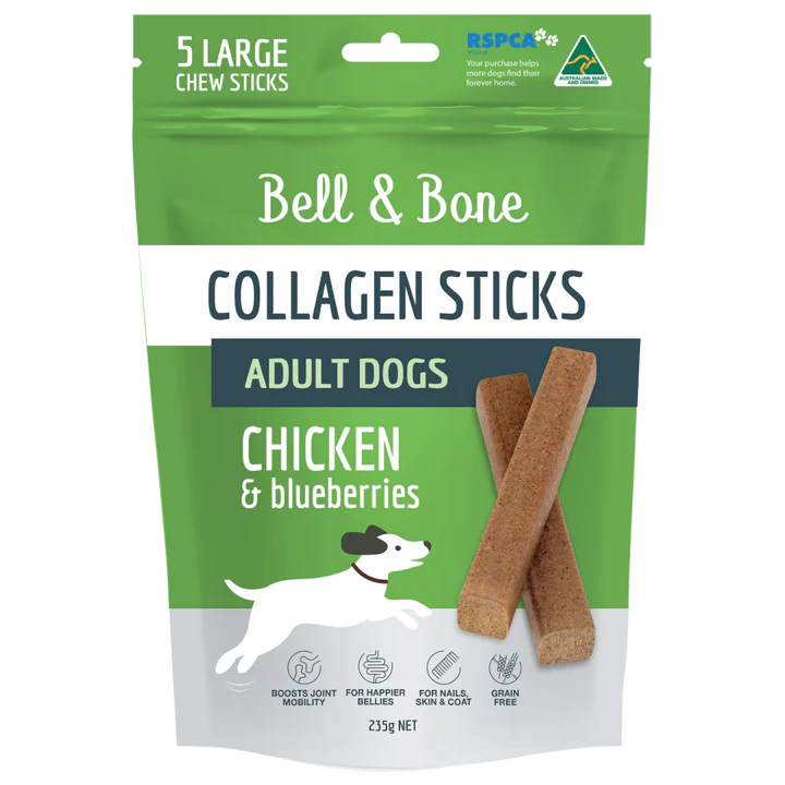 Bell & Bone - Collagen Chew Sticks for Adult Dogs - Chicken and Blueberries 235g