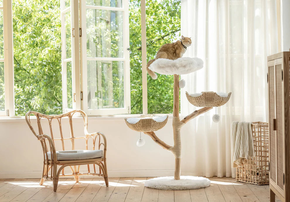 Purrista Natural Wood Basket Cat Tree (Three-Layer)