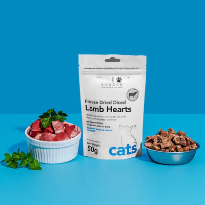 The Paw Grocer - Freeze Dried Diced Lamb Hearts for Cats 50g