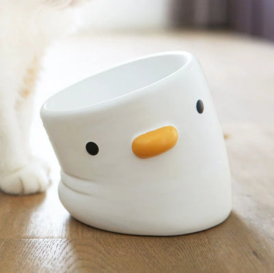 PURROOM Little Chicken Series - Plump Crooked Neck Ceramic Pet Bowl