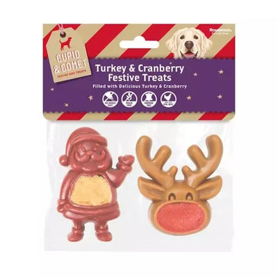 Rosewood Festive Filled Santa & Reindeer Dog Treat 100g