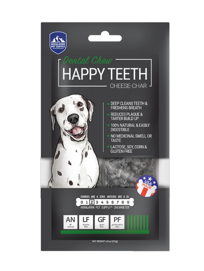 Himalayan Dog Chew Happy Teeth Cheese-Char with Activated Charcoal Large 2pk (521126)