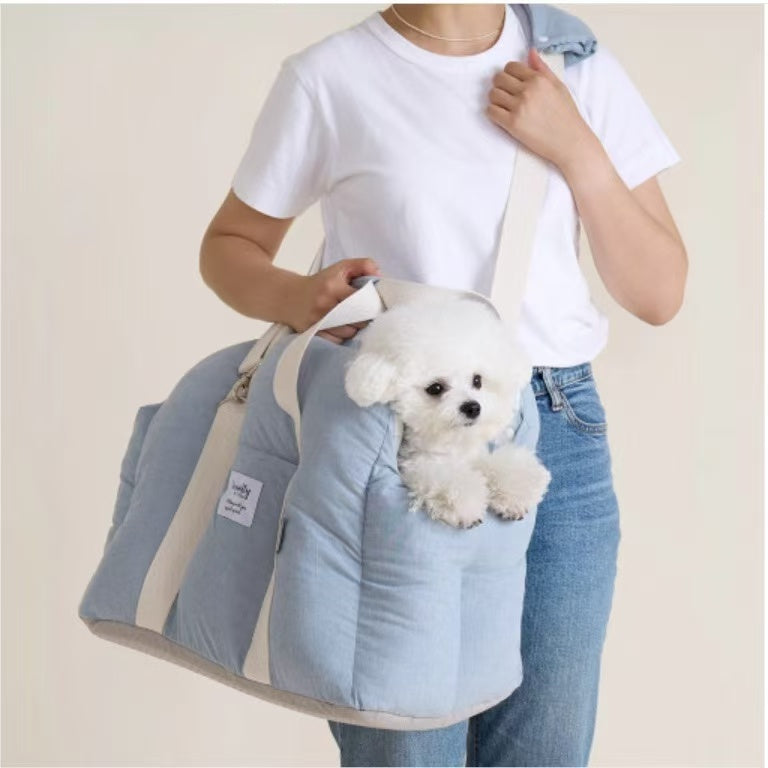 Soft Travel Pet Carrier Bag for Dogs & Cats | Lightweight Shoulder Tote with Safety Lock Leash & Removable Cushion
