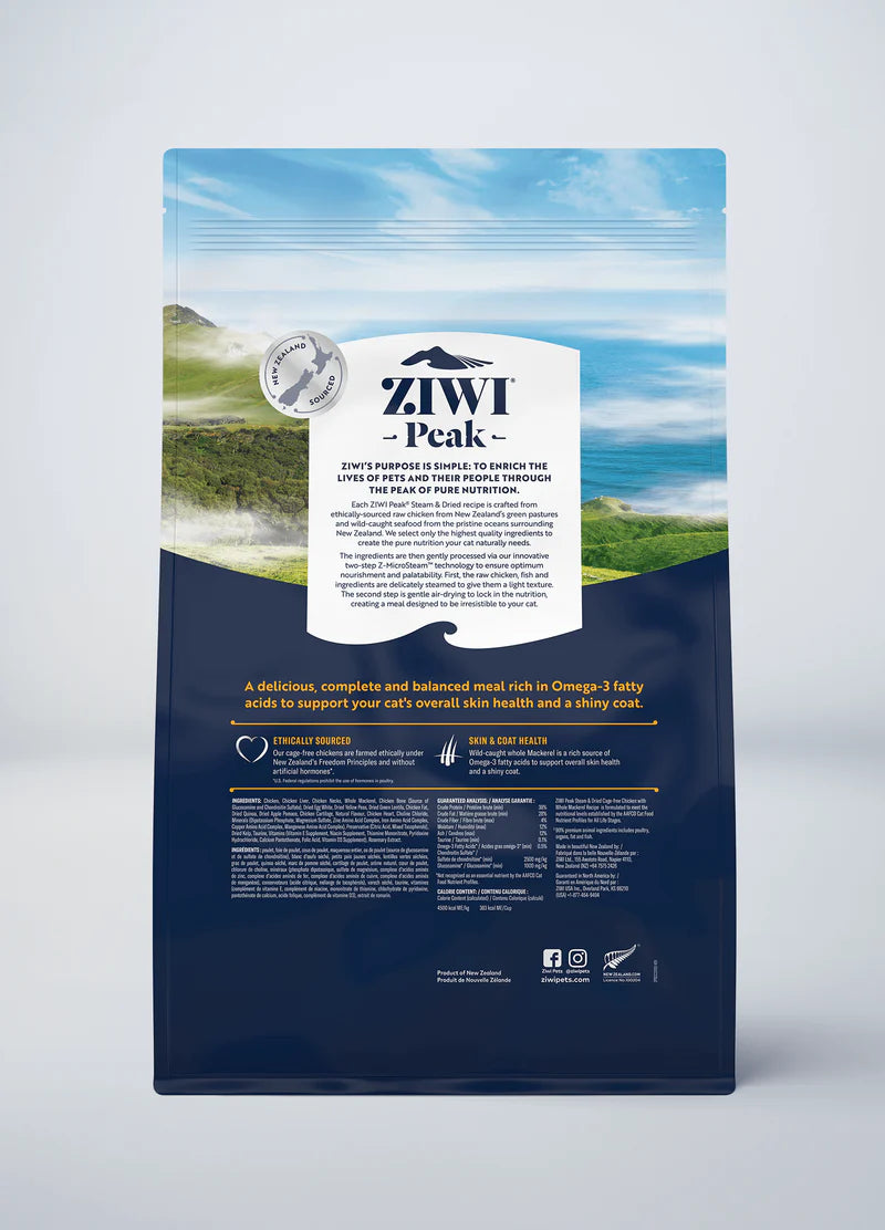 ZIWI Peak Steam & Dried Cage-free Chicken with Whole Mackerel Cat Food