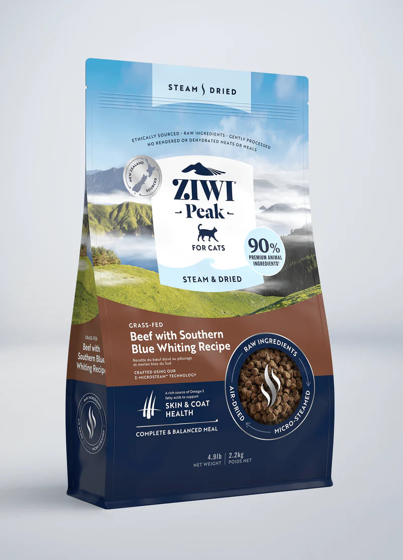 ZIWI Peak Steam & Dried Grass-fed Beef with Southern Blue Whiting Cat Food