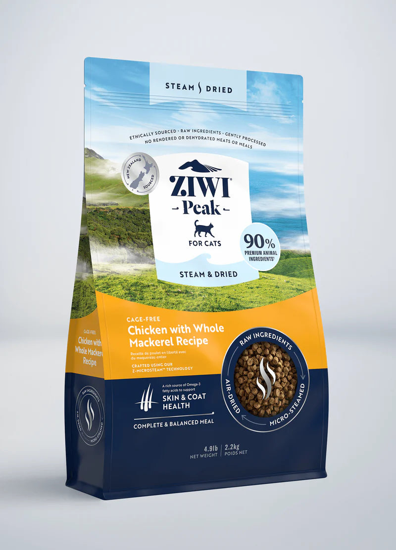 ZIWI Peak Steam & Dried Cage-free Chicken with Whole Mackerel Cat Food