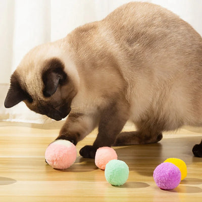 20Pcs/Set Mute Plush Cat Bite Interactive Resistant Ball Non-Toxic