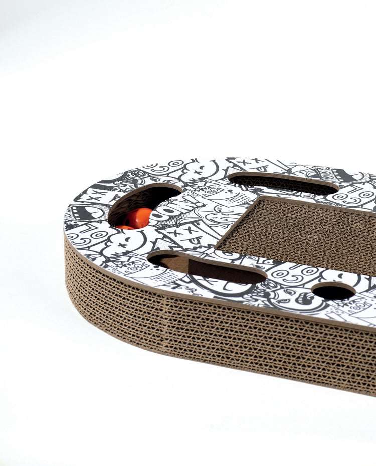 URBANSTYLE Freestyle Cat Scratcher - Black & White - ChokyoPetStore