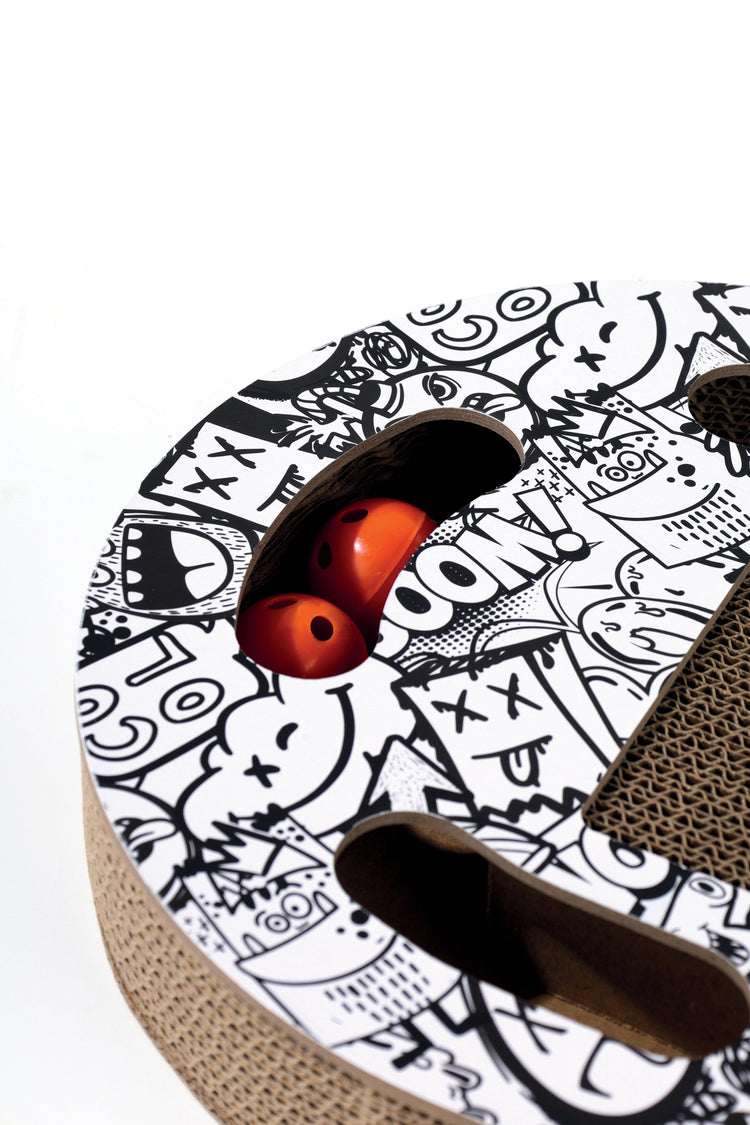URBANSTYLE Freestyle Cat Scratcher - Black & White - ChokyoPetStore