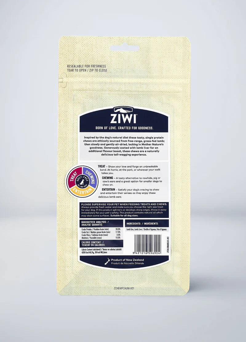 ZiwiPeak® Lamb Ears - Liver Coated Oral Health Treats 60g