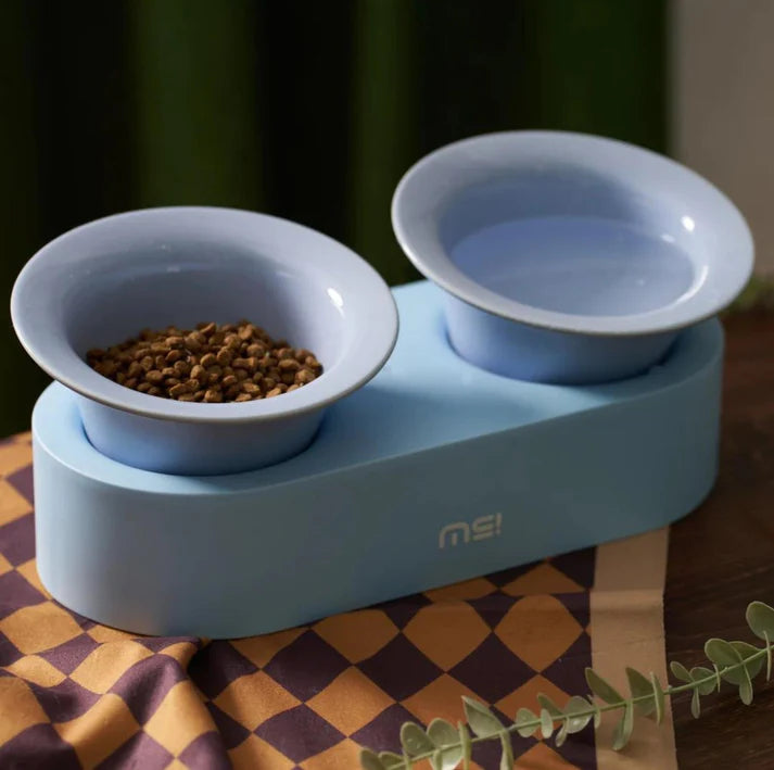 MAKESURE Jingle 2-in-1 Ceramic Pet Bowl Set for Food & Water Cat Bowls