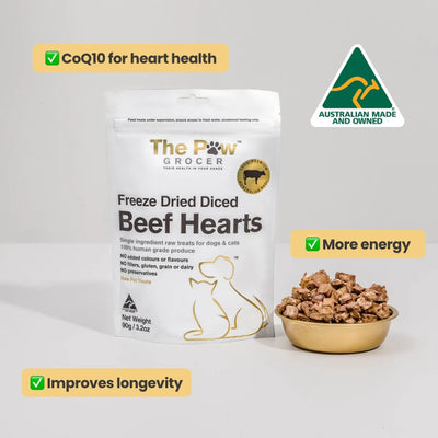 The Paw Grocer - Freeze Dried Beef Hearts 90g