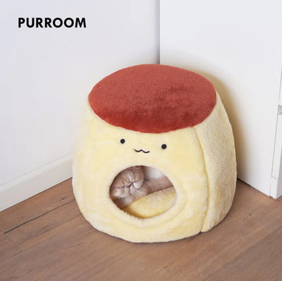 PURROOM Pudding-Shaped Plush Pet Bed